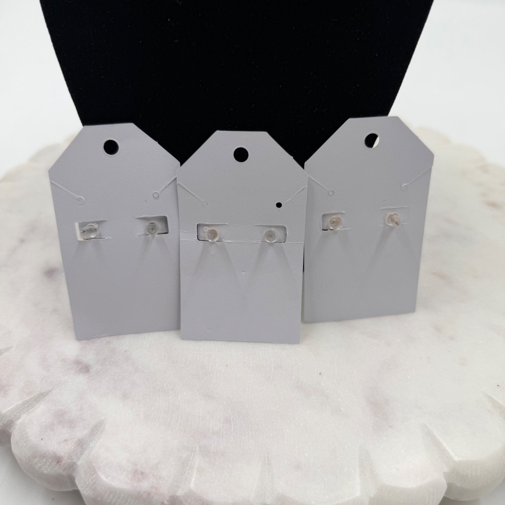 Gold Tone Stud Earring Set 3 Pairs Sand Dollar Black Enamel Crystal Bar Studs - Picture 5 of 6